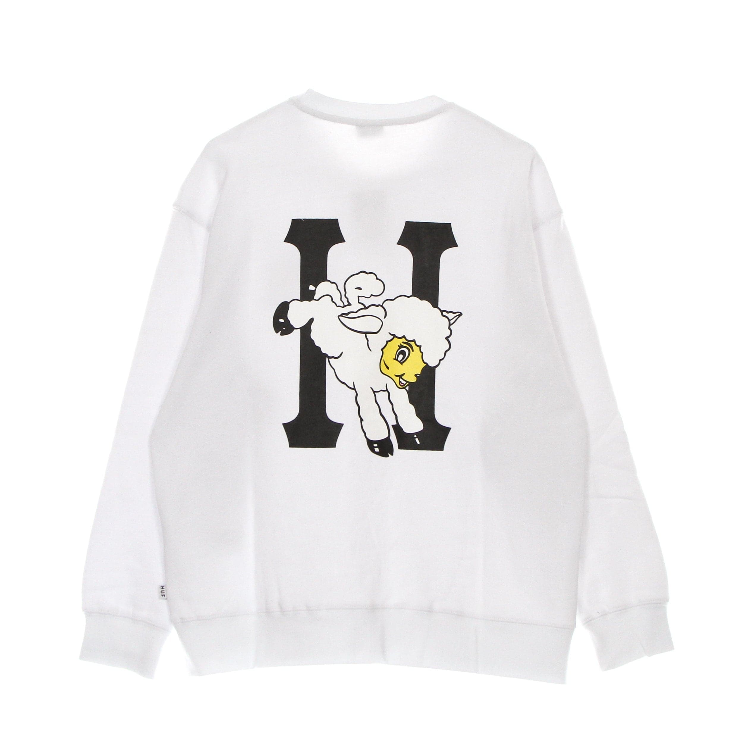 HUF Felpa Girocollo Donna Flocked Classic H Crew White
