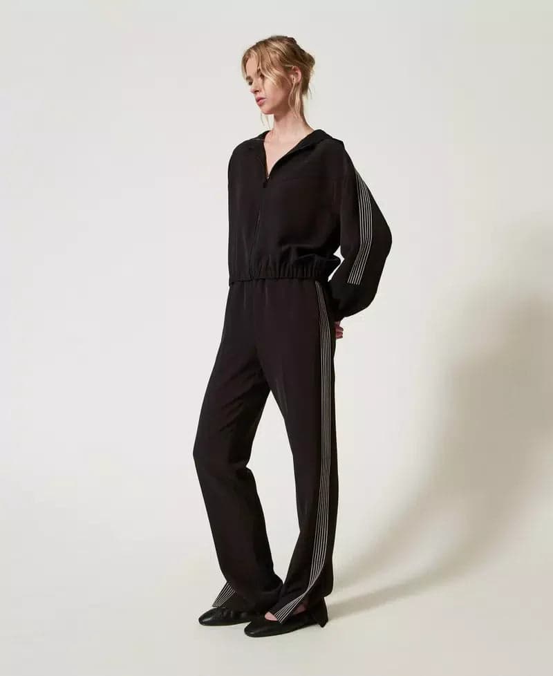 Twinset Pantalone donna in crêpe con ricamo 251TE2164 in Pantaloni Broadway Red - Barletta, commercioVirtuoso.it