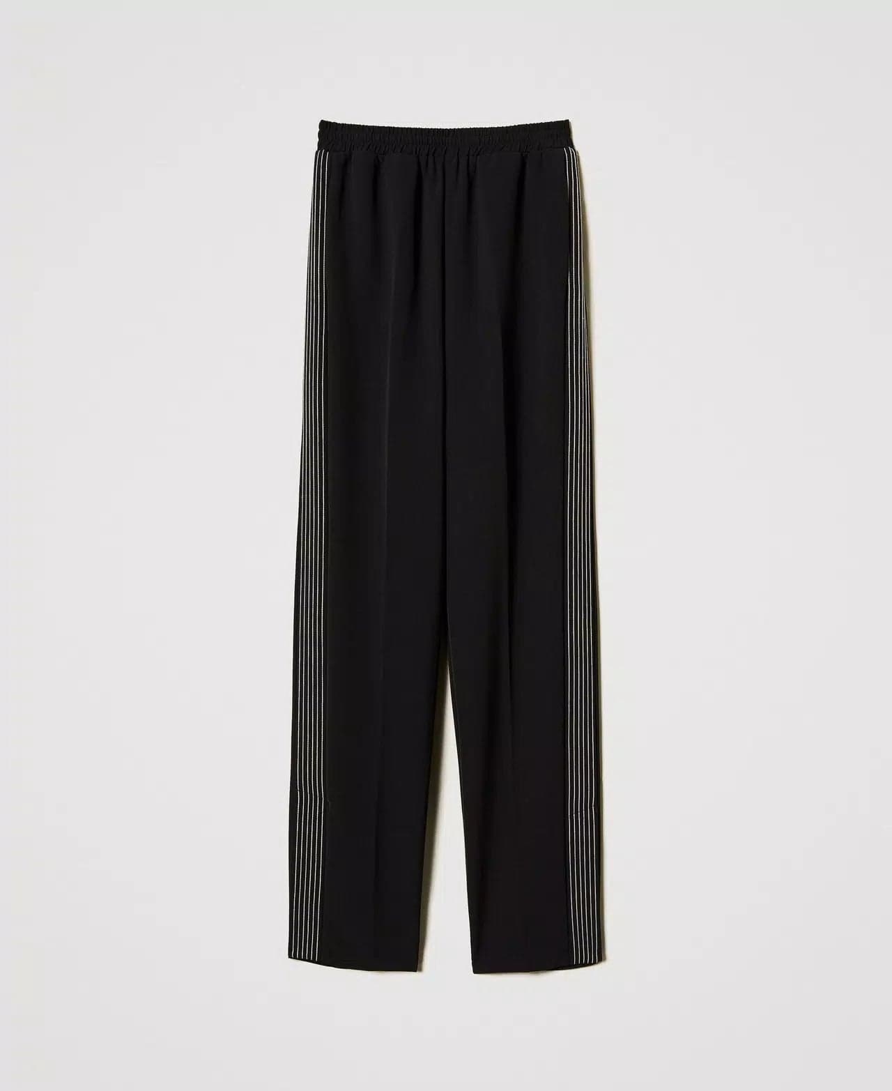 Twinset Pantalone donna in crêpe con ricamo 251TE2164 in Pantaloni Broadway Red - Barletta, commercioVirtuoso.it