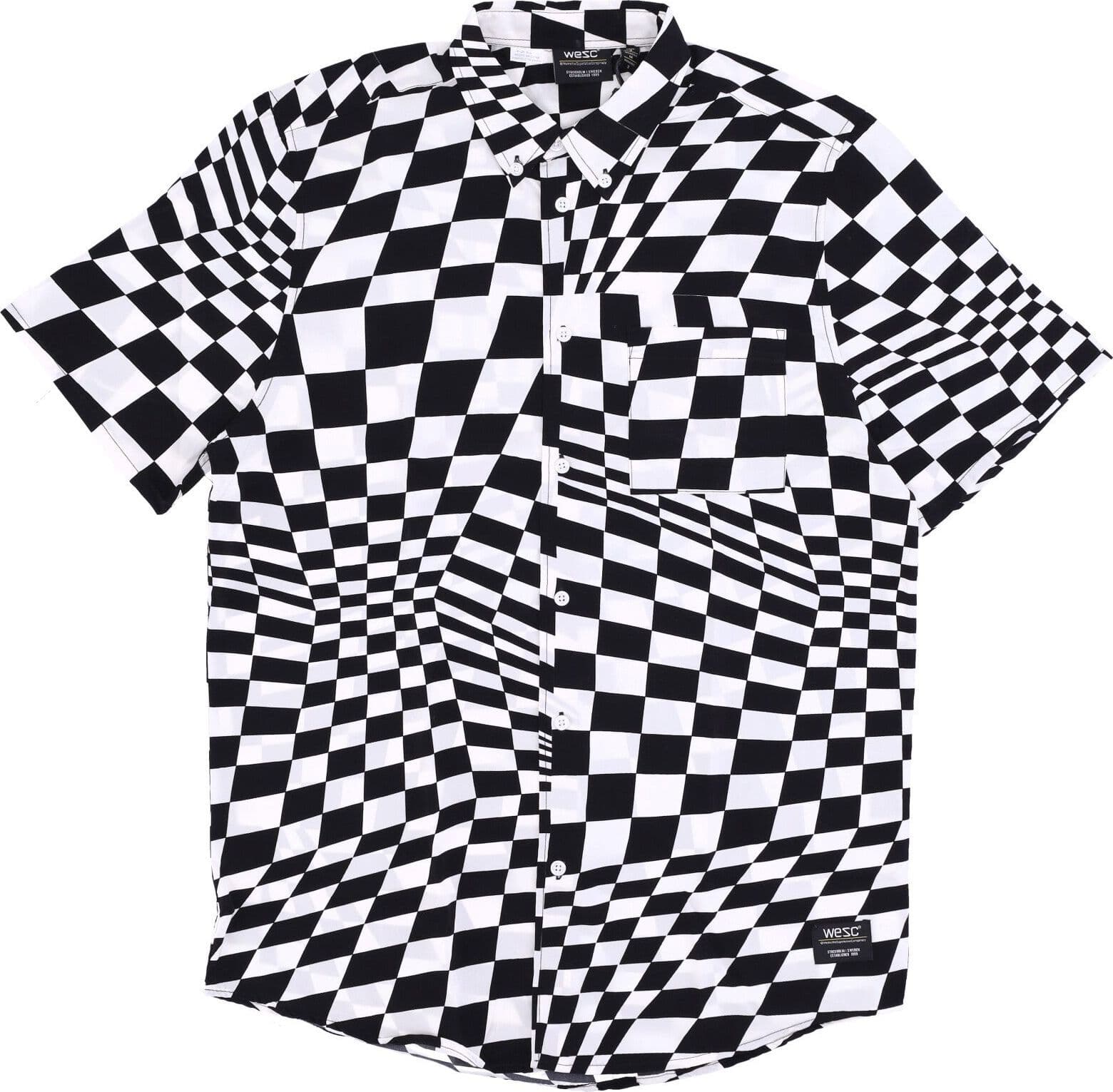 WESC Camicia Manica Corta Uomo Oden Wy Warp Aop Shirt Black