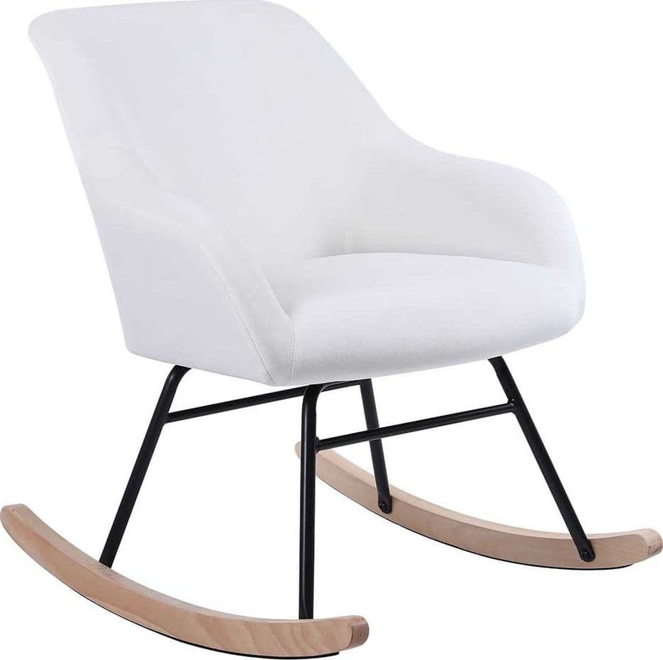 Poltrona Sedia Dondolo Relax Tessuto e Metallo Imbottita Design Moderno Crema in Sedie a dondolo Ecoprice.it - Avellino, commercioVirtuoso.it