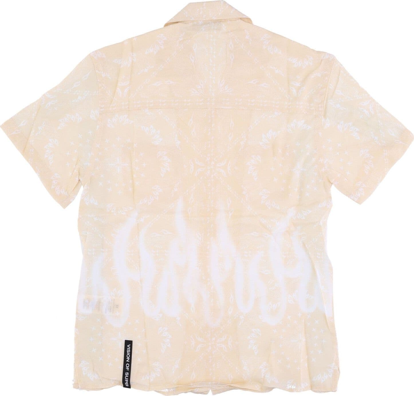 VISION OF SUPER Camicia Manica Corta Uomo Spray Flames Bandana Shirt Beige da uomo in Camicie casual Drestige - Casamassima, commercioVirtuoso.it