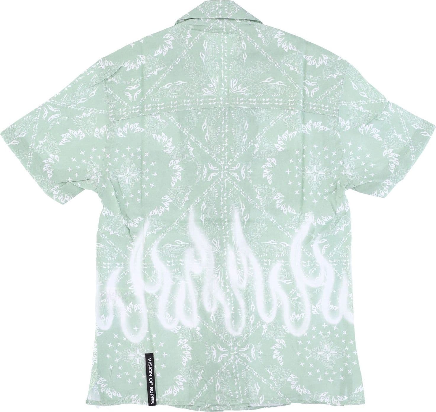 VISION OF SUPER Camicia Manica Corta Uomo Spray Flames Bandana Shirt Green da uomo in Polo Drestige - Casamassima, commercioVirtuoso.it
