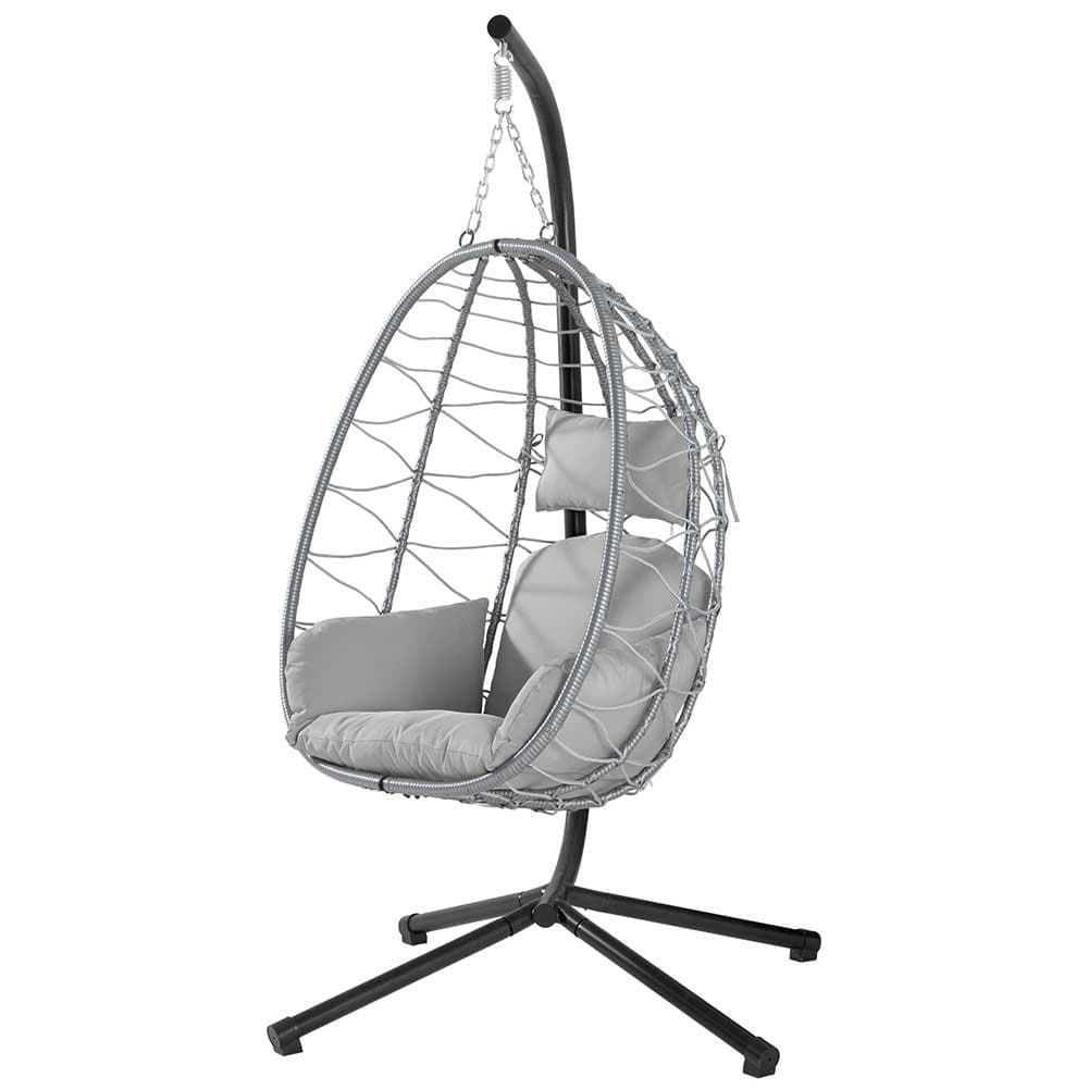 Poltrona Sospesa Giardino Sedia Dondolo Amaca pendolo in Rattan e Metallo Grigio in Sedie sospese Ecoprice.it - Avellino, commercioVirtuoso.it