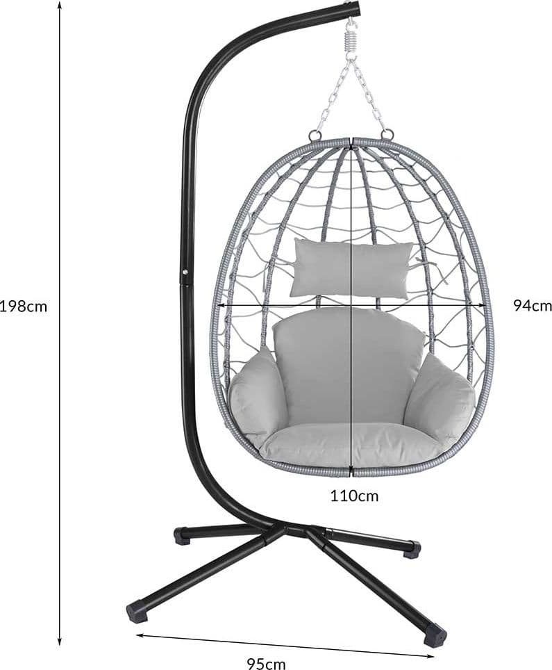 Poltrona Sospesa Giardino Sedia Dondolo Amaca pendolo in Rattan e Metallo Grigio in Sedie sospese Ecoprice.it - Avellino, commercioVirtuoso.it