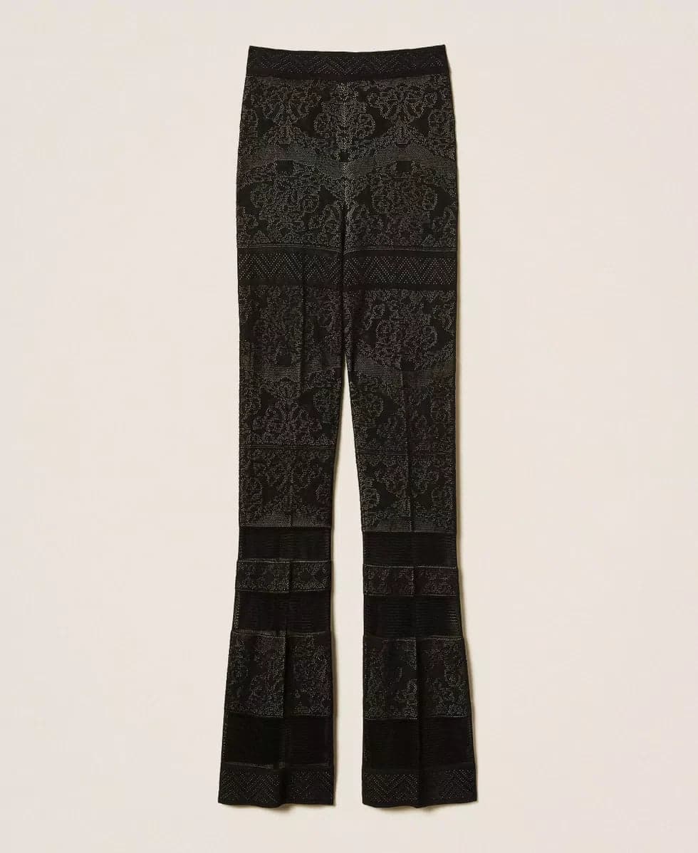 Twinset Pantaloni dpnna flare in maglia traforata in Pantaloni Broadway Red - Barletta, commercioVirtuoso.it