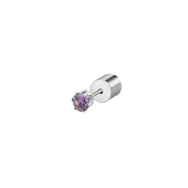 MARLU’ - ORECCHINO CON ZIRCONE VIOLA 3MM ACCIAIO