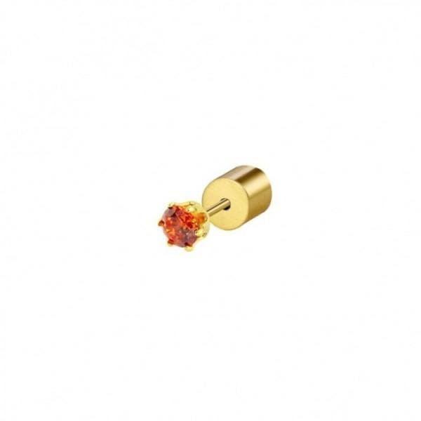 MARLU’ - ORECCHINO CON ZIRCONE ARANCIONE 3MM PVD ORO in Orecchini Alba Gioielli - Casoria, commercioVirtuoso.it