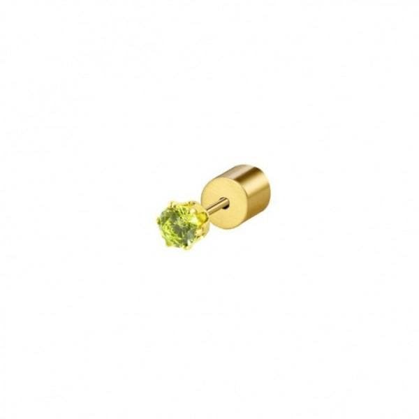 MARLU’ - ORECCHINO CON ZIRCONE VERDE 3MM PVD ORO