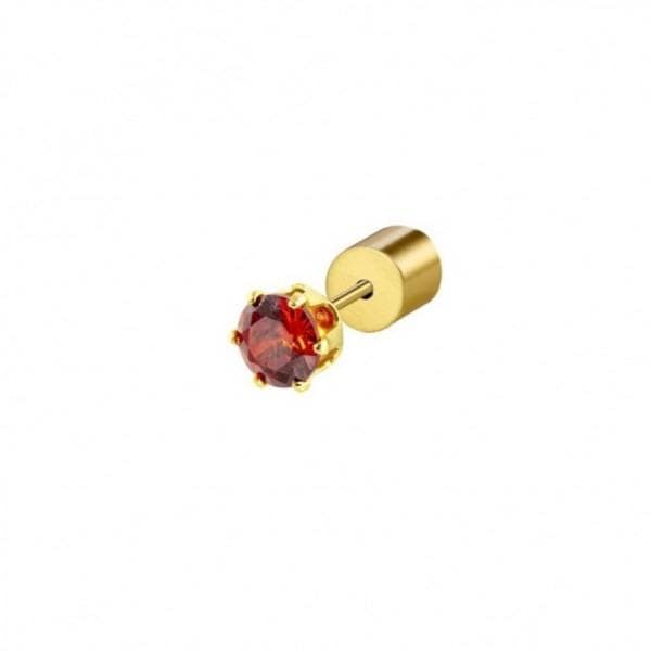 MARLU’ - ORECCHINO CON ZIRCONE ROSSO 4MM PVD ORO