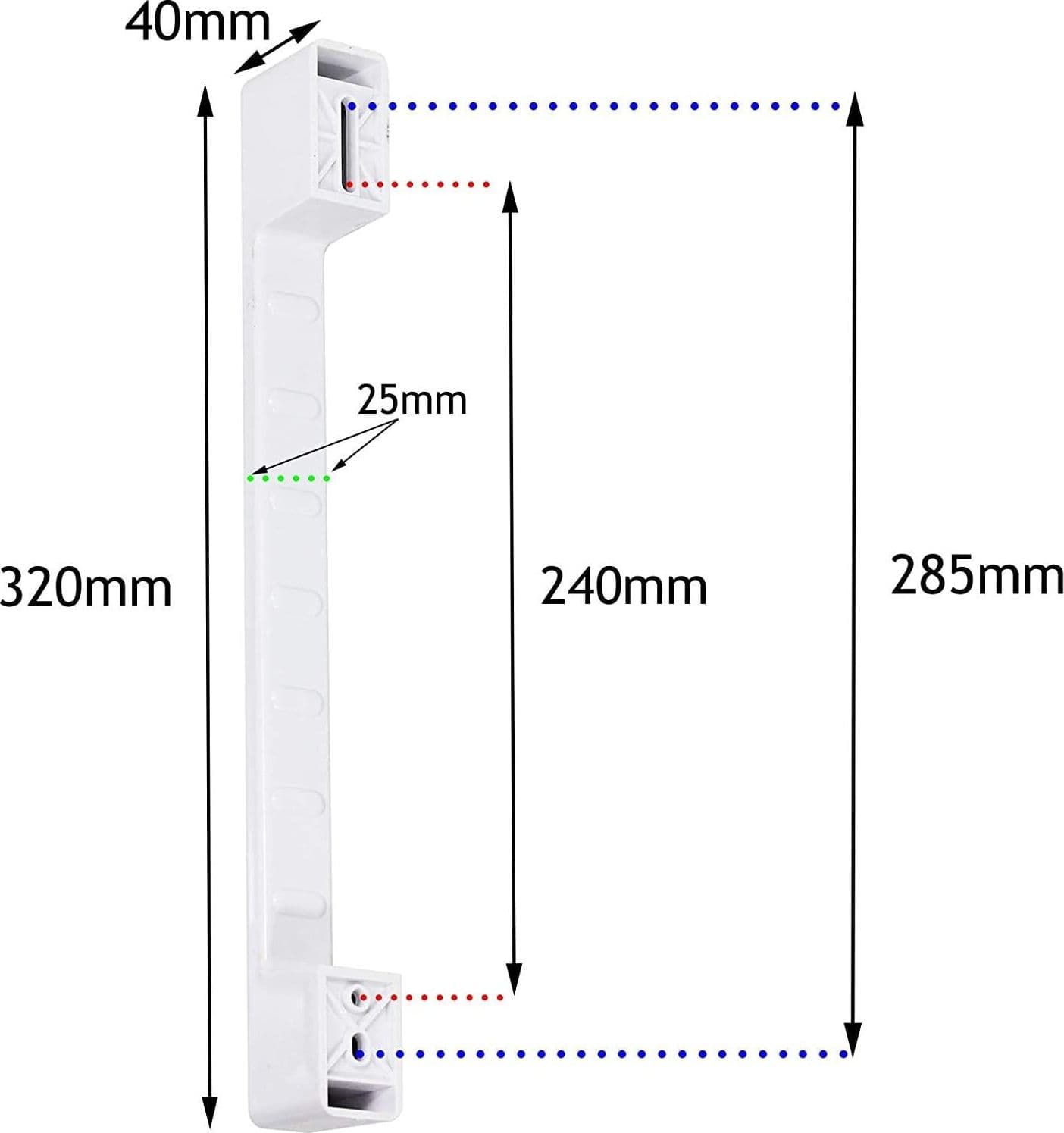 MANIGLIA CONGELATORE UNIVERSALE FORI REGOLABILE DA 240 A 280MM LUNGA CM 32 MF1 in prodotto EuroStore07 - Alatri, commercioVirtuoso.it