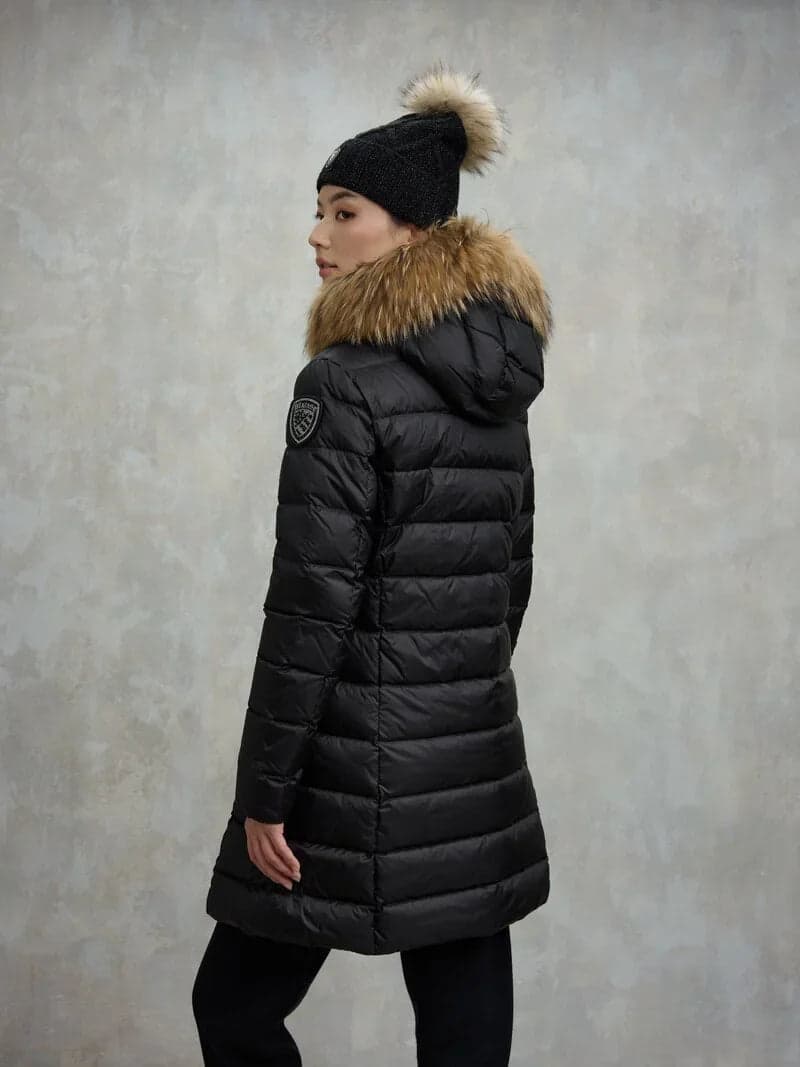 Blauer giubbino piumino lungo con pelliccia modello KRISTIN  25WBLDK03103 in Cappotti Broadway Red - Barletta, commercioVirtuoso.it