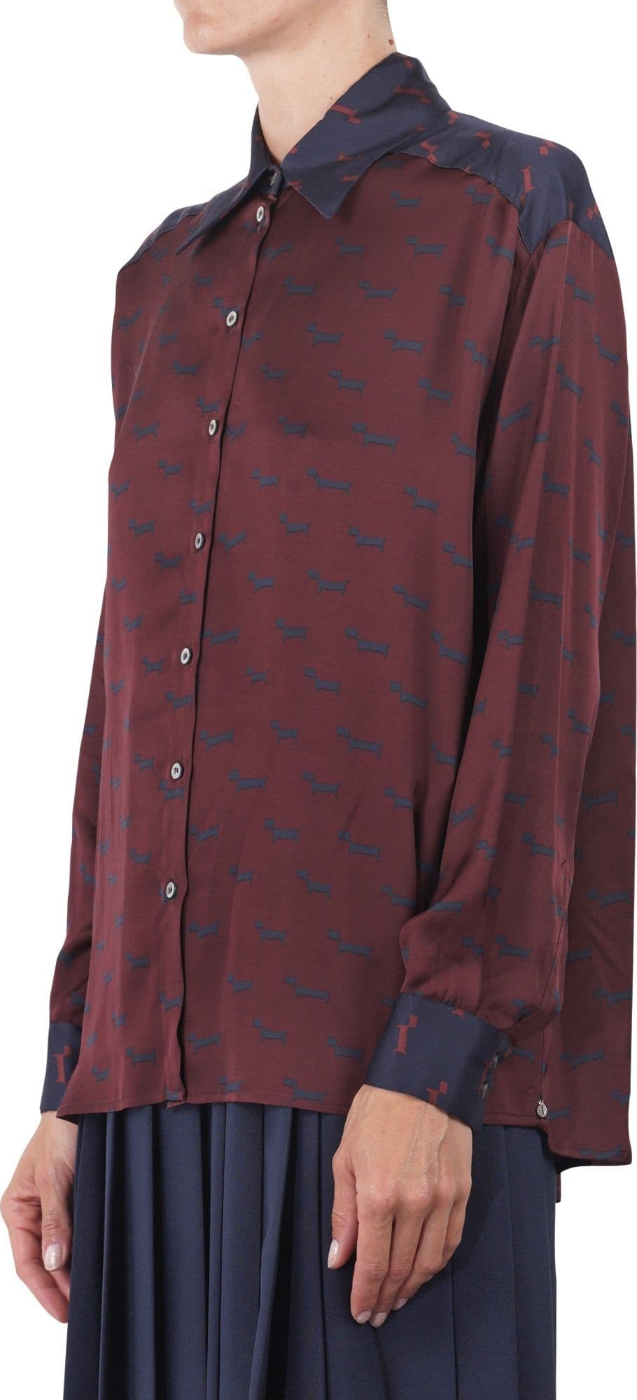 OTTOD'AME Ottod'ame - Camicia - 461357 - Bordeaux/Blu da donna in Bluse e camicie Drestige - Casamassima, commercioVirtuoso.it