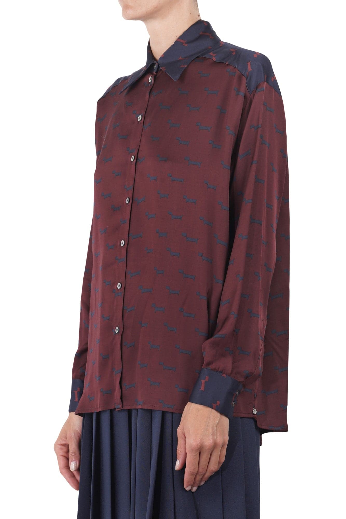 OTTOD'AME Ottod'ame - Camicia - 461357 - Bordeaux/Blu da donna in Bluse e camicie Drestige - Casamassima, commercioVirtuoso.it