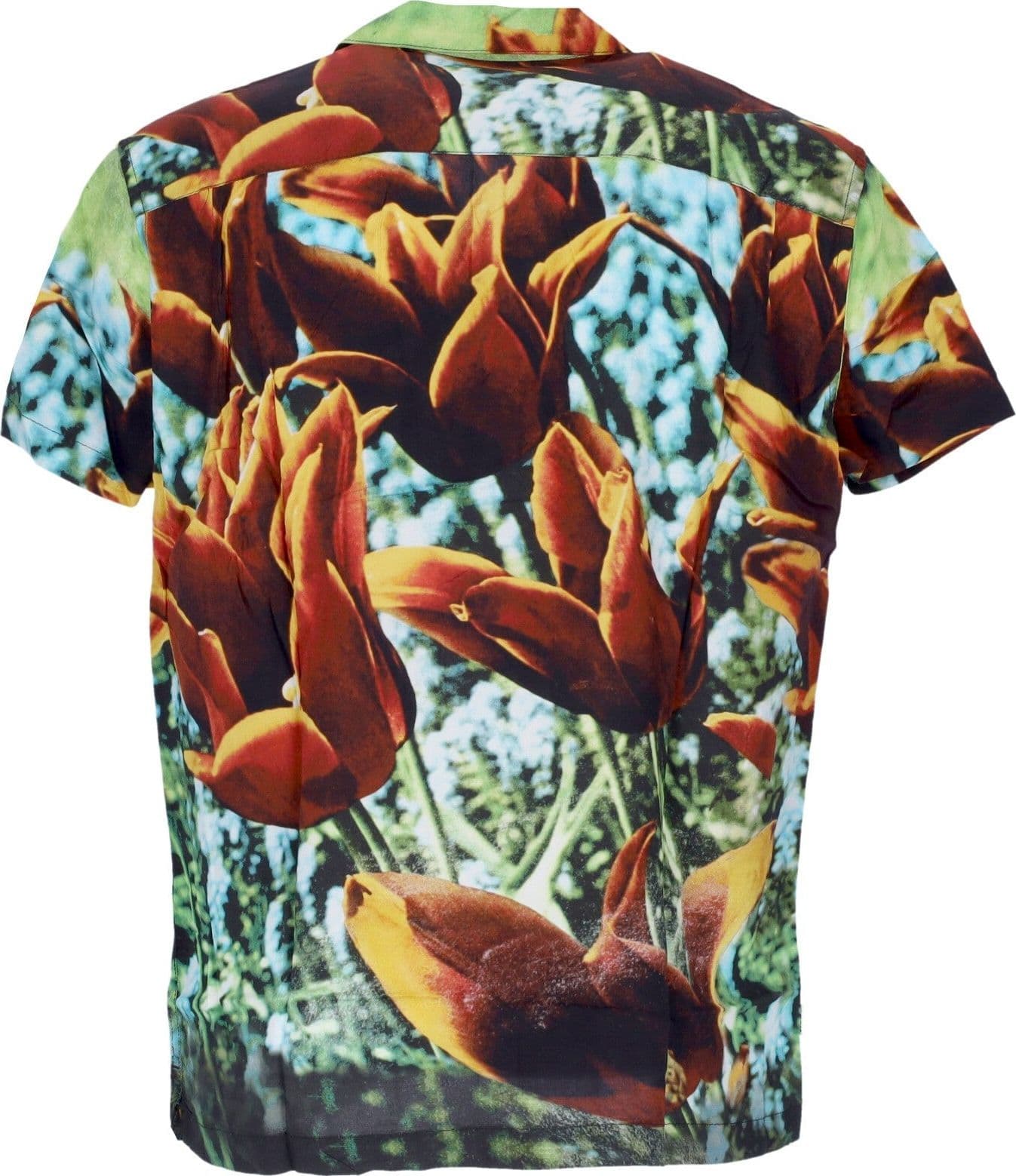 OBEY Camicia Manica Corta Uomo Bloom Woven Shirt Orange Multi da uomo in Camicie casual Drestige - Casamassima, commercioVirtuoso.it