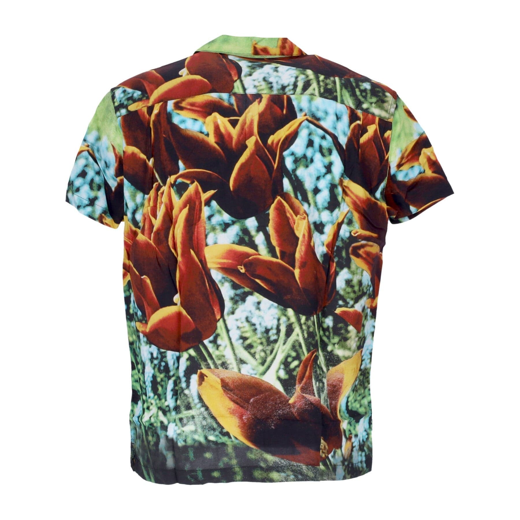OBEY Camicia Manica Corta Uomo Bloom Woven Shirt Orange Multi da uomo in Camicie casual Drestige - Casamassima, commercioVirtuoso.it