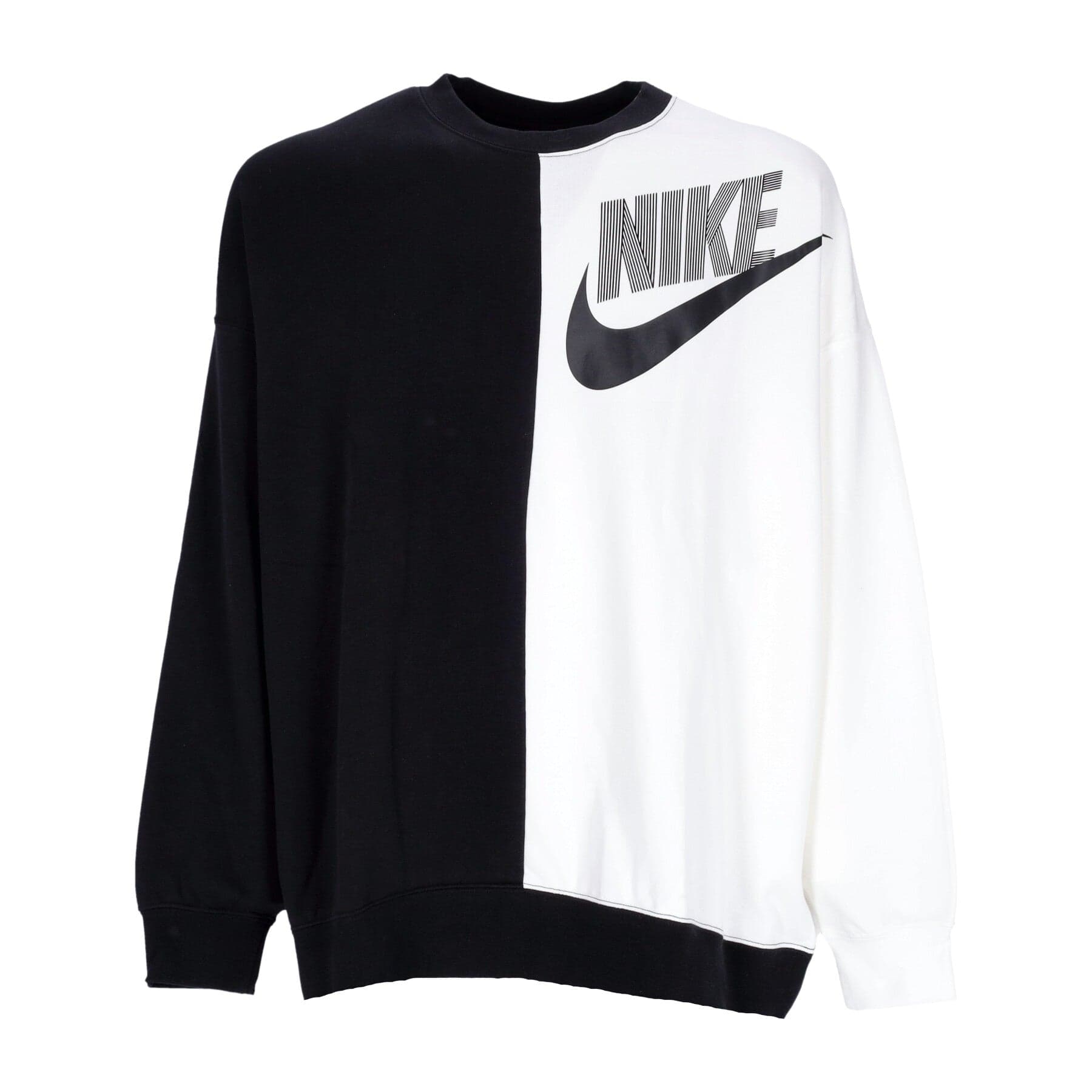 Nike Felpa Leggera Girocollo Donna Sportswear Fleece Over-oversized Crew Dance Black/white da donna