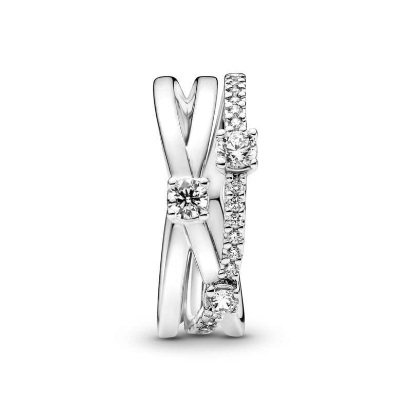 PANDORA - Anello Tripla Fascia Pietre in Anelli Alba Gioielli - Casoria, commercioVirtuoso.it