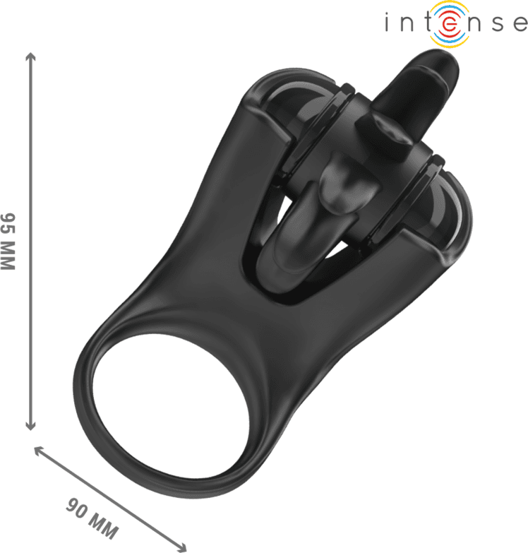 INTENSE - MABEL ANELLO VIBRANTE 10 VIBRAZIONI CON STIMOLATORE CLITORIDEO NERO in prodotto Desideria Shop - Latina, commercioVirtuoso.it