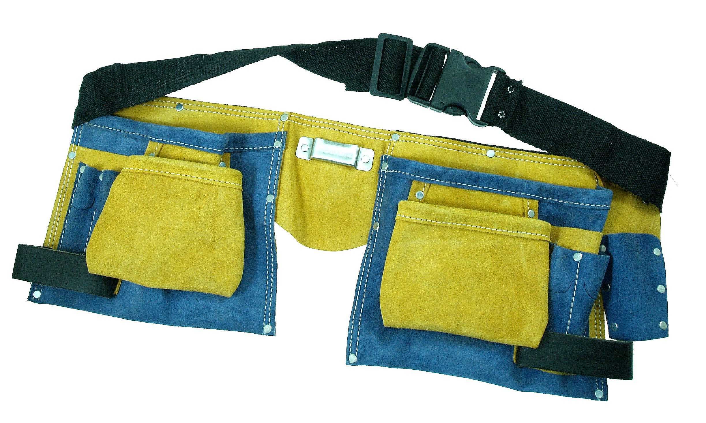 Borsa di cuoio porta utensili in due colori e 10 tasche per edilizia Beast