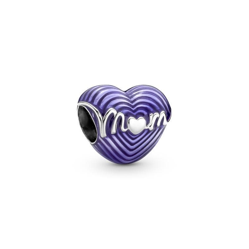 PANDORA - Charm Batticuore Viola "Mom" in Bead Charm Alba Gioielli - Casoria, commercioVirtuoso.it