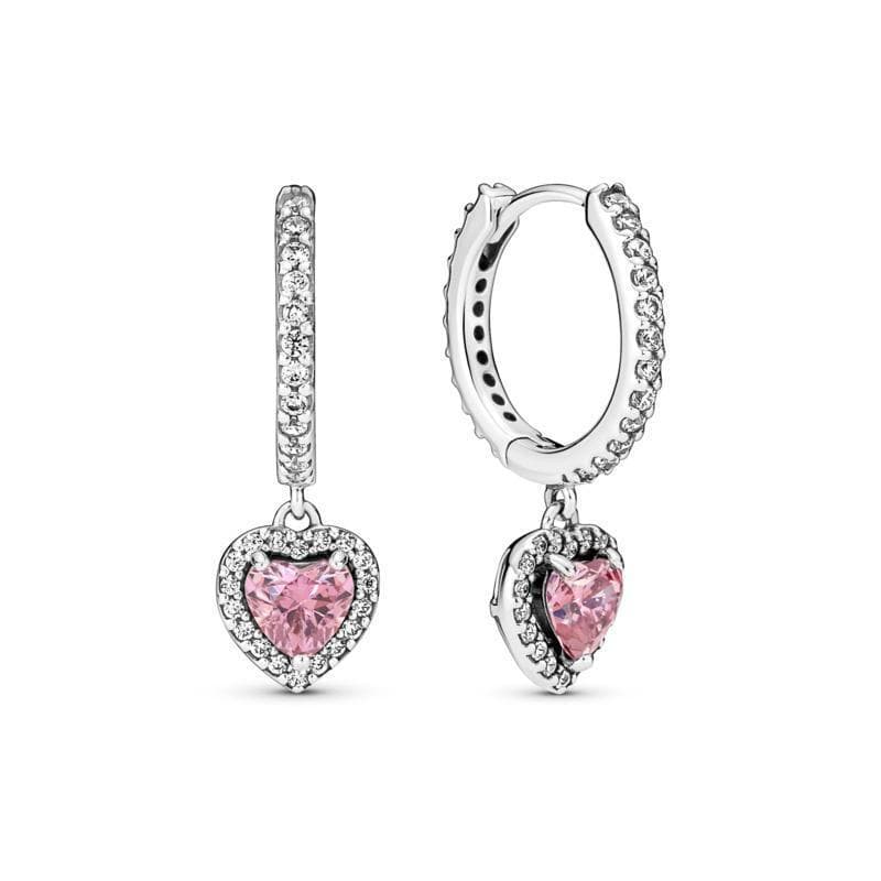 PANDORA - Orecchini Cerchi Cuori Rosa