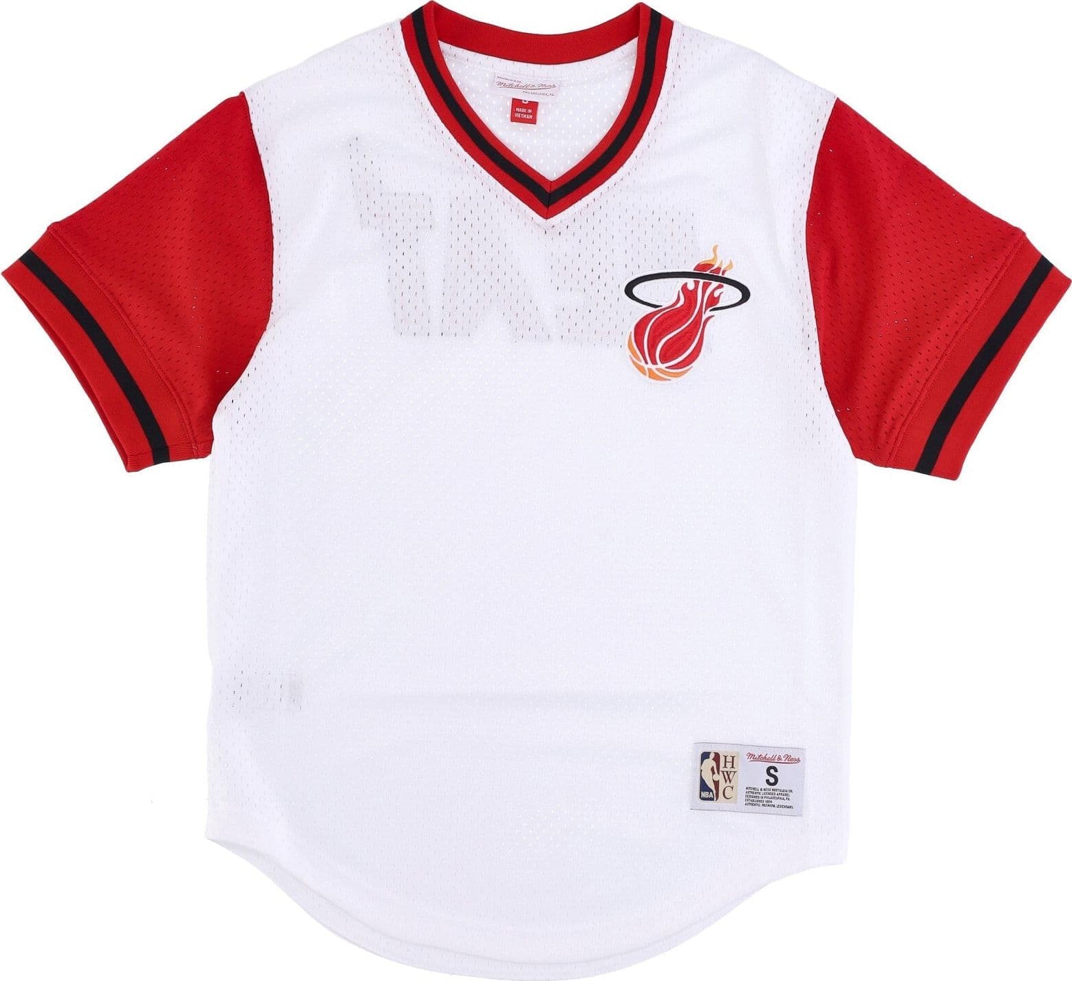 MITCHELL &amp; NESS Casacca Uomo Nba Fashion Mesh V-neck Hardwood Classics Miahea White/original Team Colors