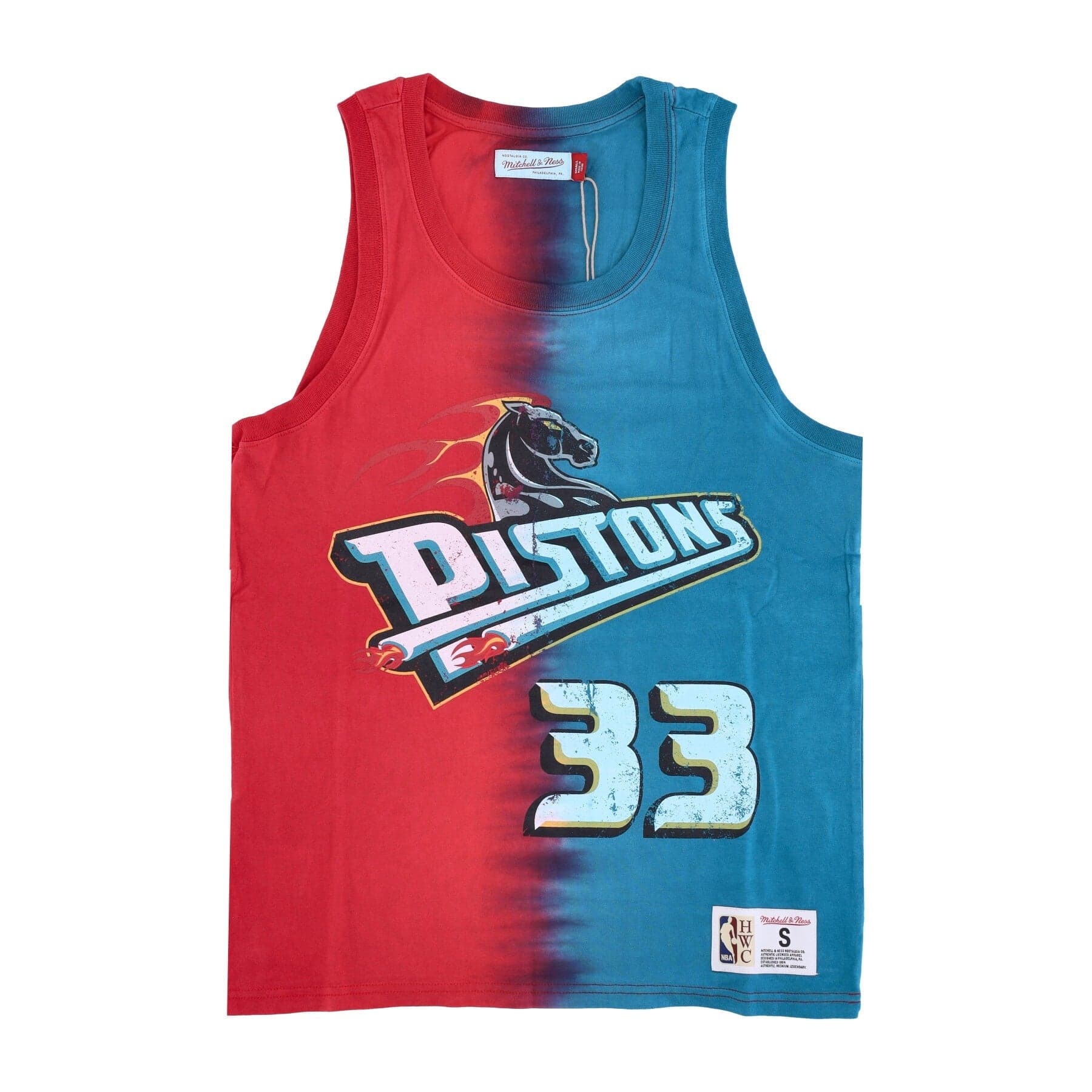 MITCHELL &amp; NESS Canotta Uomo Nba Vertical Tie Dye Tank Hardwood Classics No 33 Grant Hill Detpis Original Team Colors