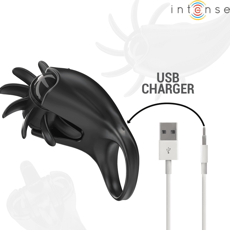 INTENSE - MABEL ANELLO VIBRANTE 10 VIBRAZIONI CON STIMOLATORE CLITORIDEO NERO in prodotto Desideria Shop - Latina, commercioVirtuoso.it