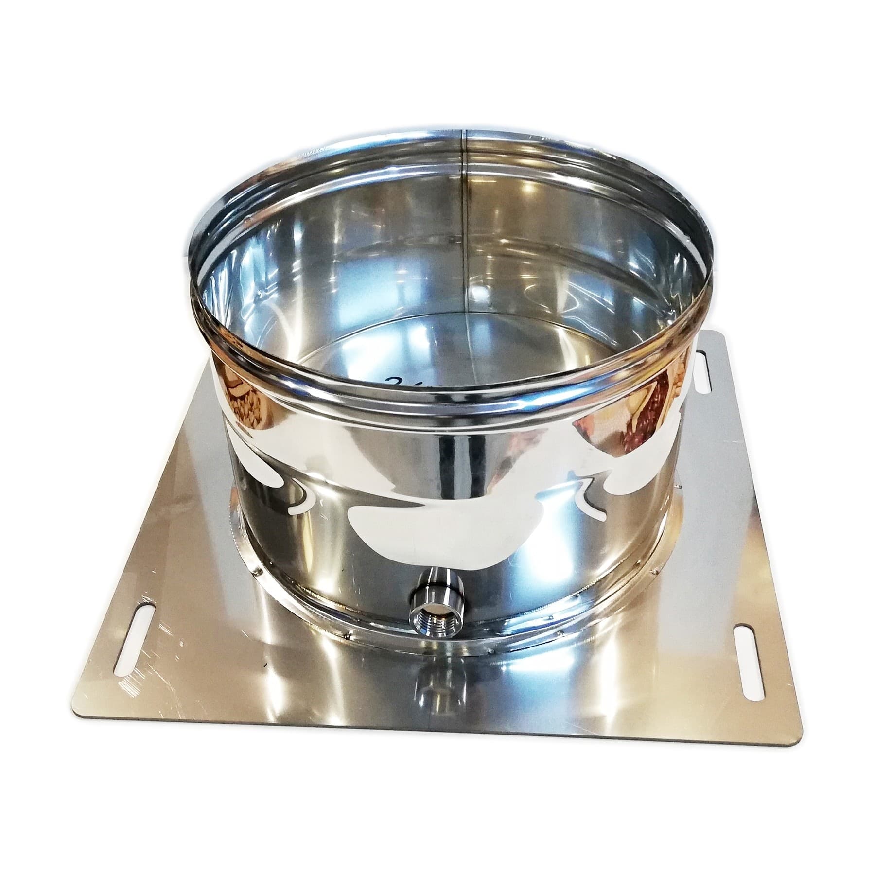 Piastra di base inox AISI 304 per tubo da 120mm con spurgo in Corrimano Aloiserw.com - Altomonte, commercioVirtuoso.it