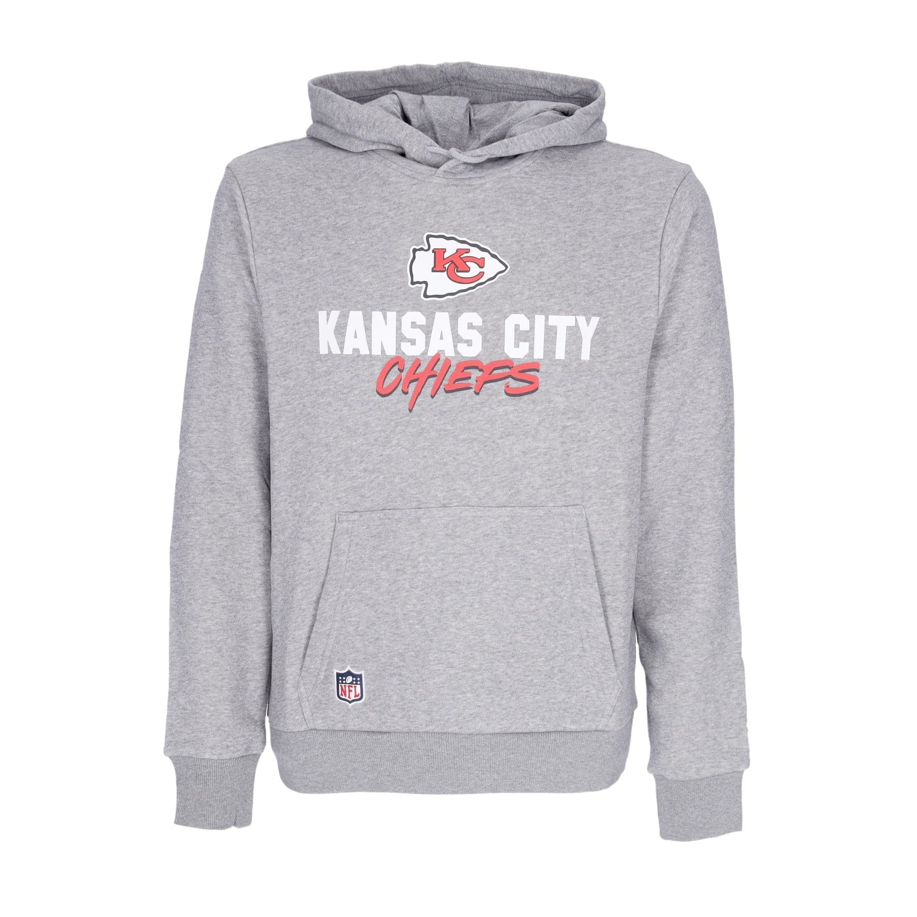 NEW ERA Felpa Cappuccio Uomo Nfl Script Team Hoody Kanchi Heather Grey/front Door Red da uomo