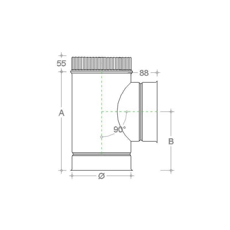 Raccordo a T braga a 90° zincata da 120mm spessore 6 decimi in Tubi di scarico Aloiserw.com - Altomonte, commercioVirtuoso.it