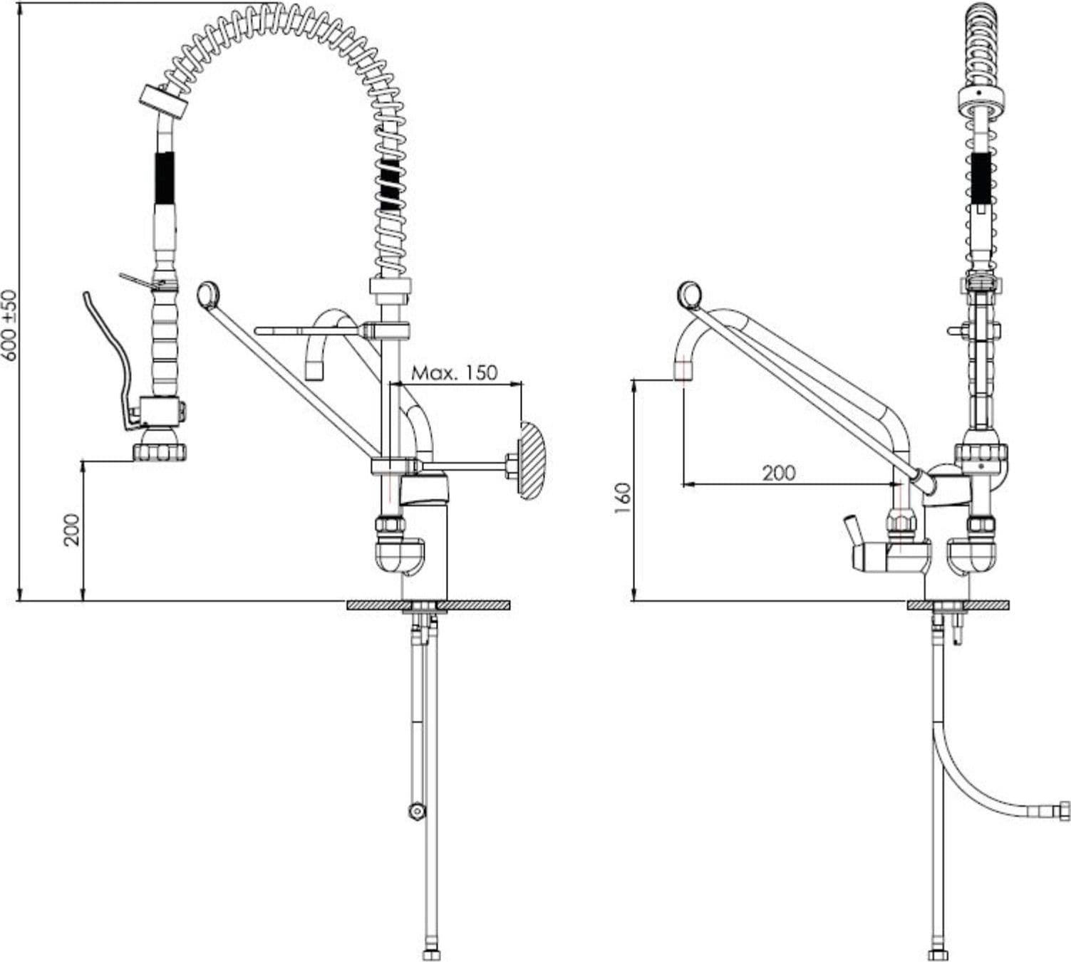 Miscelatore per cucina professionale industriale con doppia uscita in Rubinetti per lavelli da cucina BagnoClic.it - Pregnana Milanese, commercioVirtuoso.it