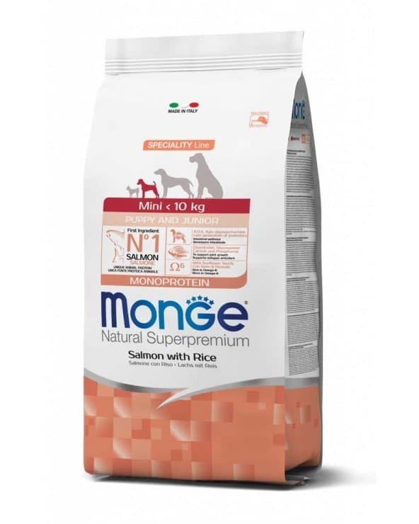 Monge Speciality Line Monoprotein secco Cani Puppy & Junior Mini salmone e riso in Secco 101 Market - Poggibonsi, commercioVirtuoso.it