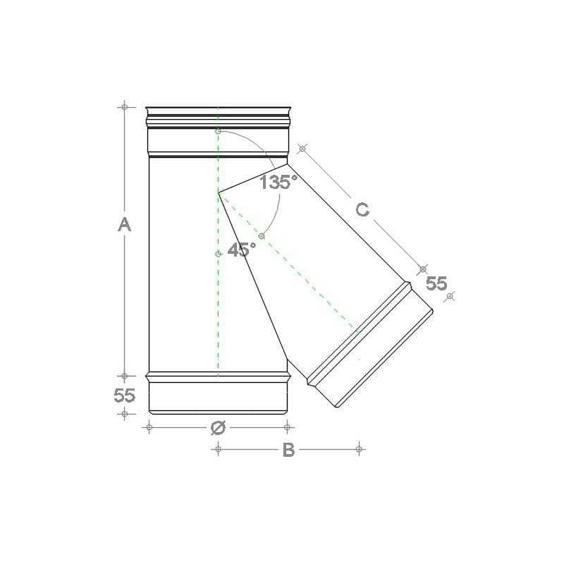 Raccordo a Y braga a 135° zincata da 220mm spessore 6 decimi in Tubi di scarico Aloiserw.com - Altomonte, commercioVirtuoso.it