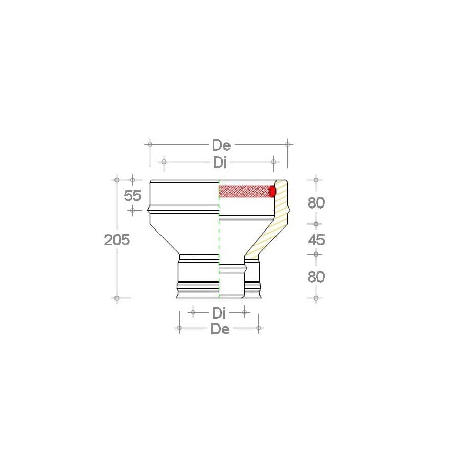 Aumento inox doppia parete da Di 130 - De 180 mm a Di 150 - De 200 mm in Tubi di scarico Aloiserw.com - Altomonte, commercioVirtuoso.it