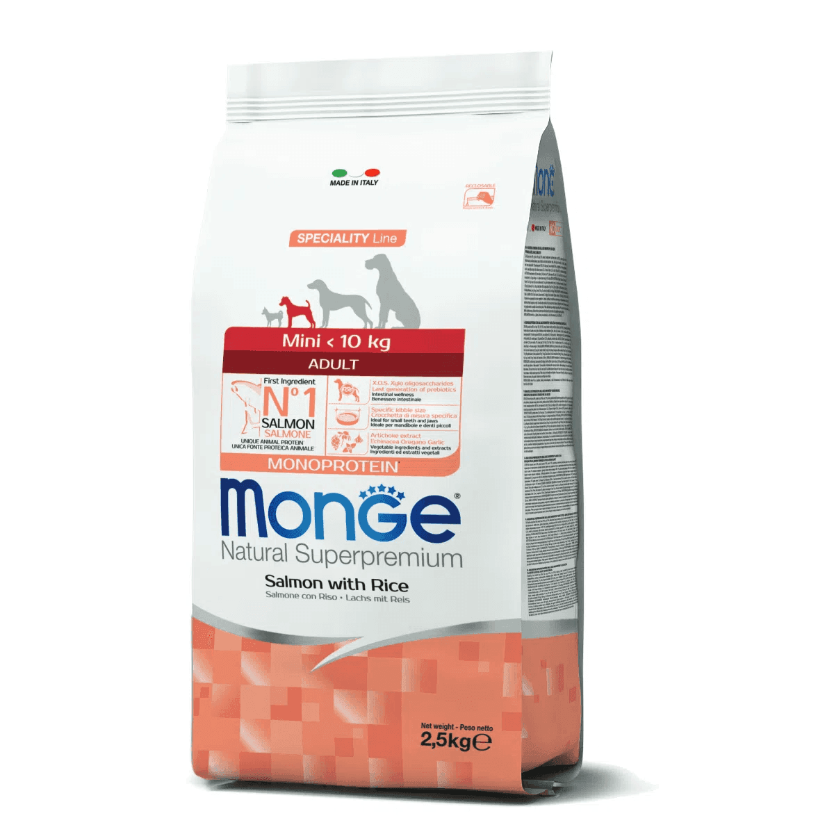 Monge Speciality Line Monoprotein secco Cani Adulti Mini salmone e riso in Secco 101 Market - Poggibonsi, commercioVirtuoso.it
