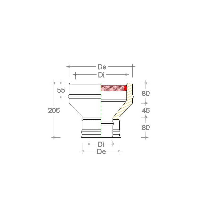Aumento inox doppia parete da Di 80 - De 130 mm a Di 150 - De 200 mm in prodotto Aloiserw.com - Altomonte, commercioVirtuoso.it