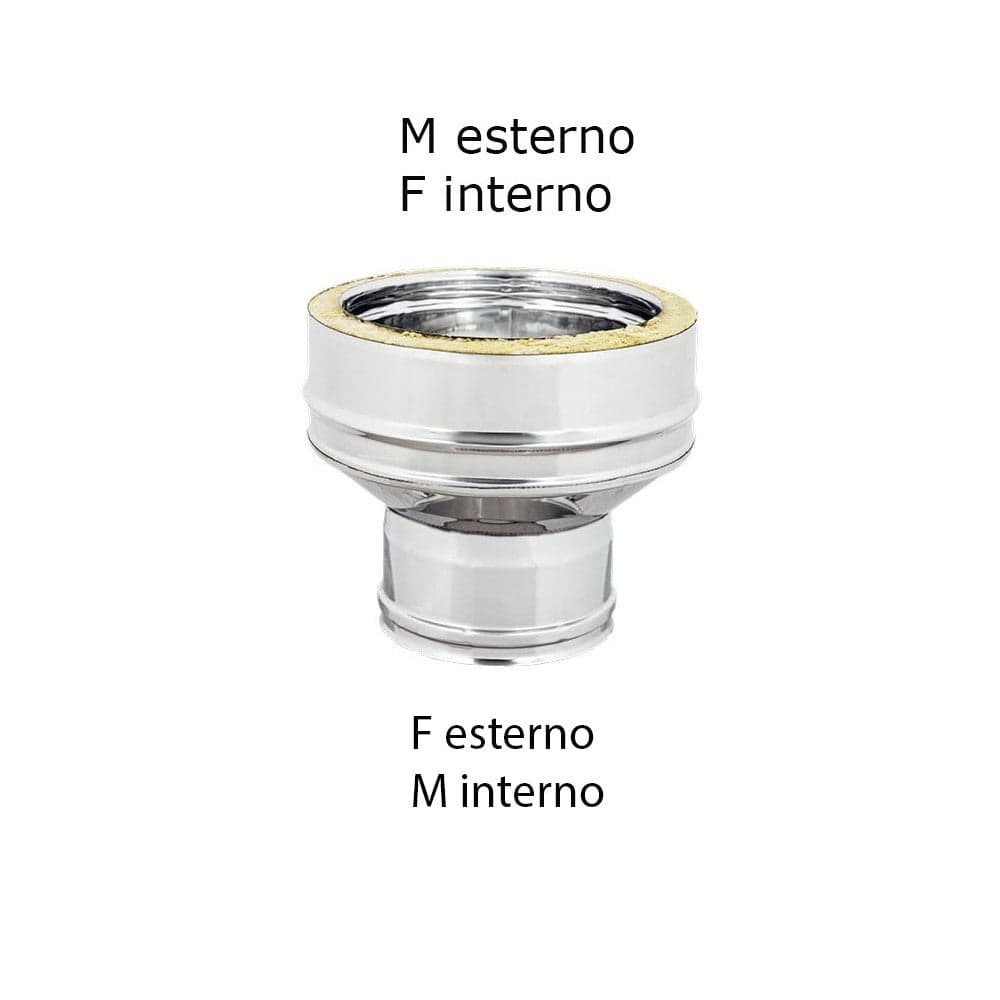 Aumento inox doppia parete da Di 80 - De 130 mm a Di 150 - De 200 mm in prodotto Aloiserw.com - Altomonte, commercioVirtuoso.it