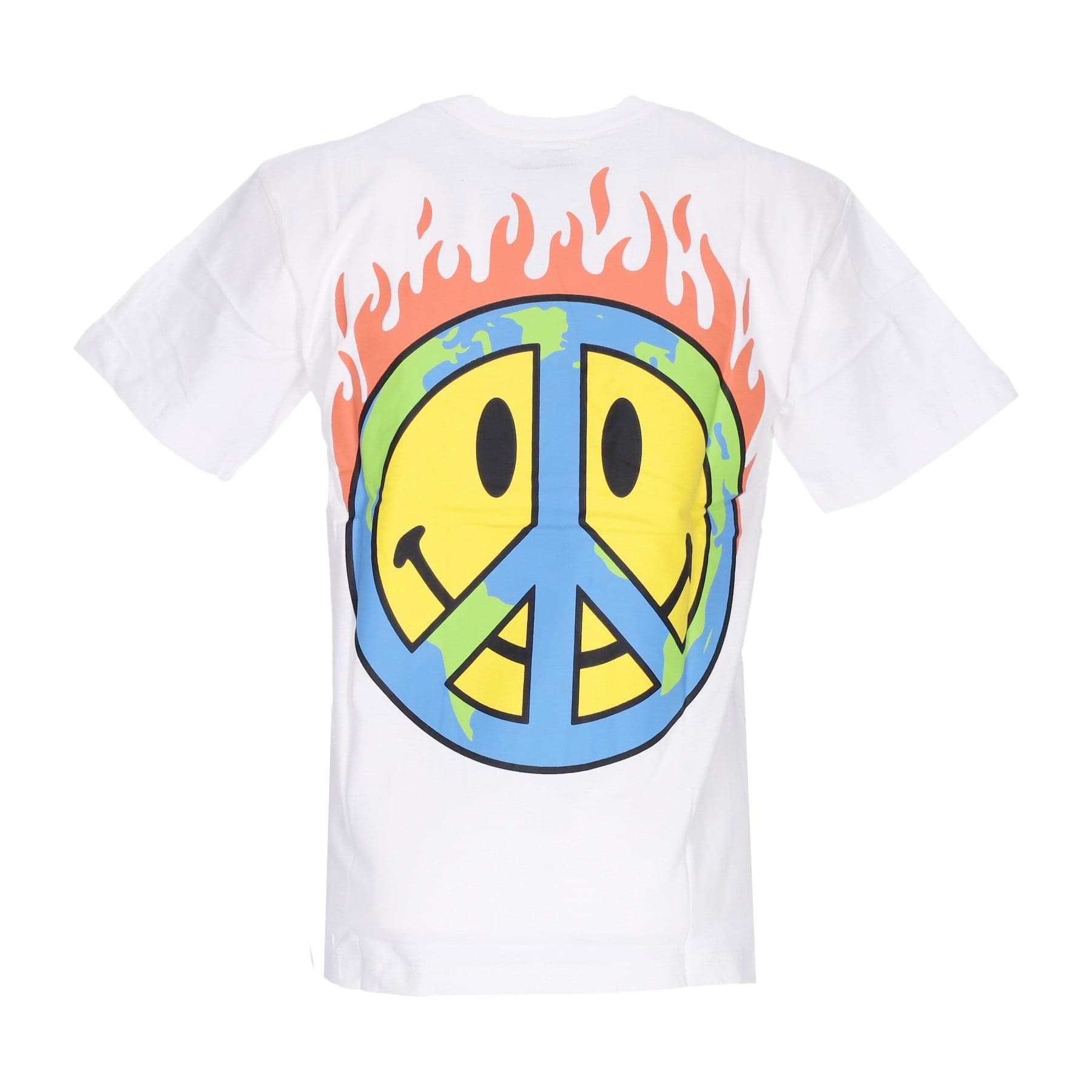 MARKET Maglietta Uomo Smiley Earth On Fire Tee X Smiley White da uomo