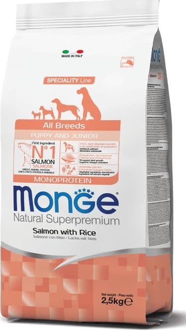 Monge Speciality Line Monoprotein secco Cani Puppy & Junior salmone e riso in Secco 101 Market - Poggibonsi, commercioVirtuoso.it