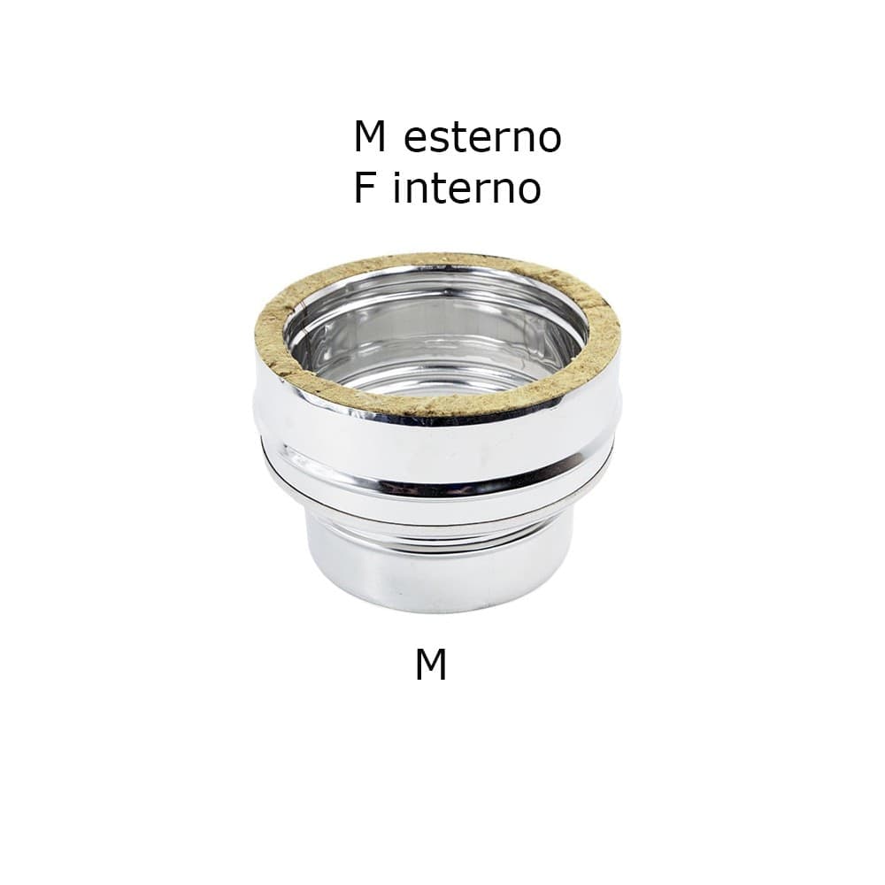 Raccordo inox mono parete M 130mm a doppia parete MF Di 130 - De 180 mm in Impianti di scarico Aloiserw.com - Altomonte, commercioVirtuoso.it