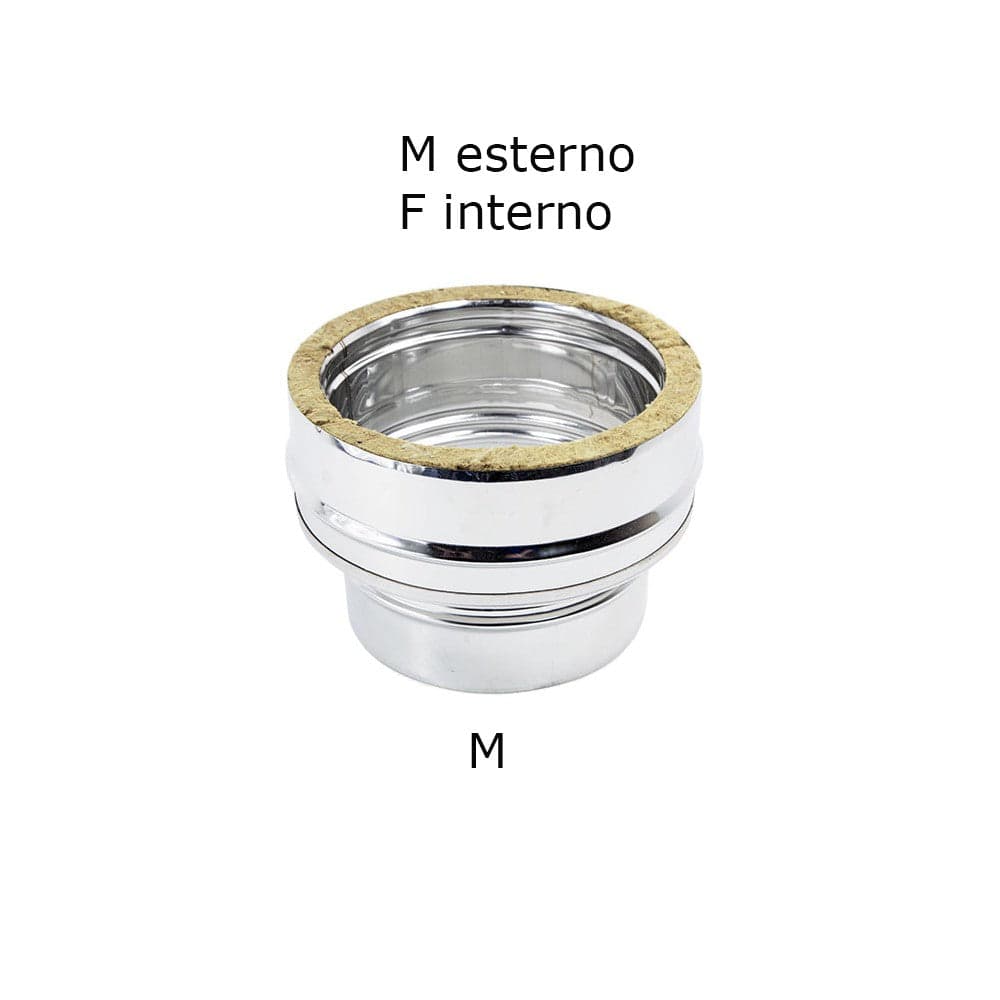 Raccordo inox mono parete M 200mm a doppia parete MF Di 200 - De 250 mm in Impianti di scarico Aloiserw.com - Altomonte, commercioVirtuoso.it