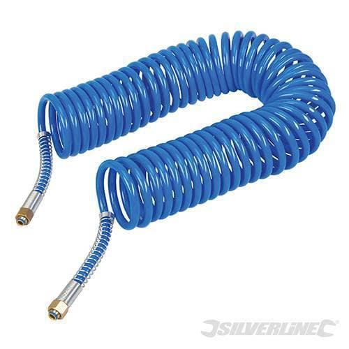 Tubo d'aria spirale con connettori per compressori d'aria 10m elastico 10bar