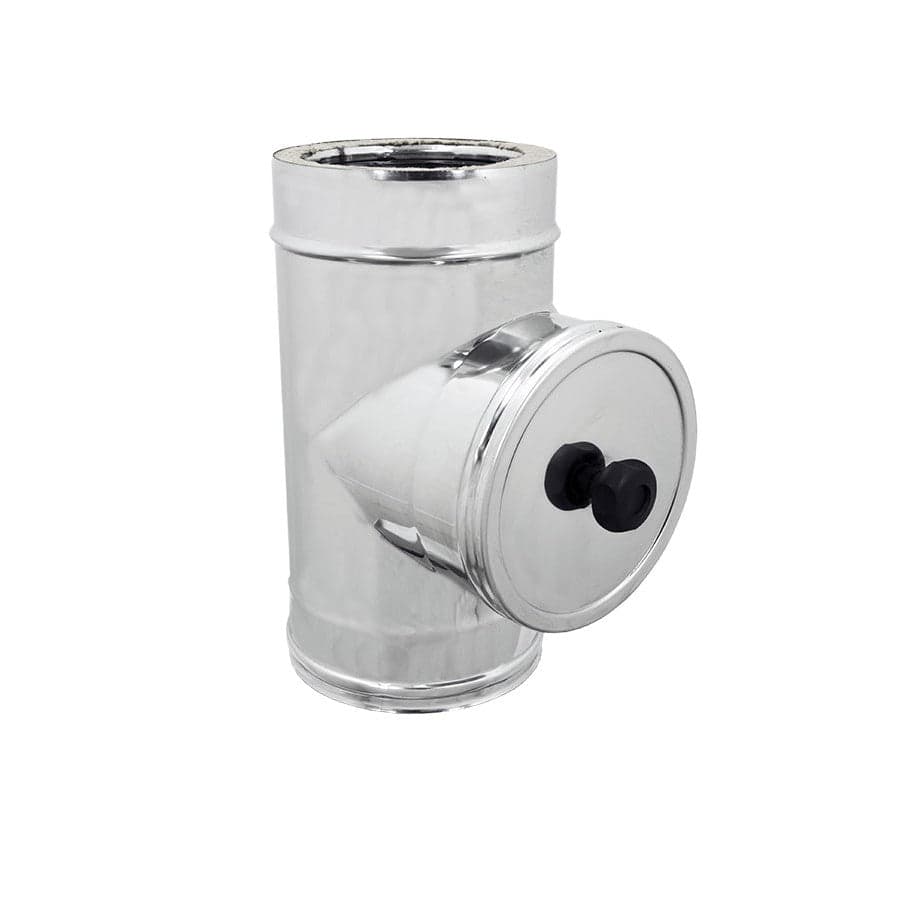 Modulo di ispezione inox T 90° doppia parete Di 150 - De 200 mm