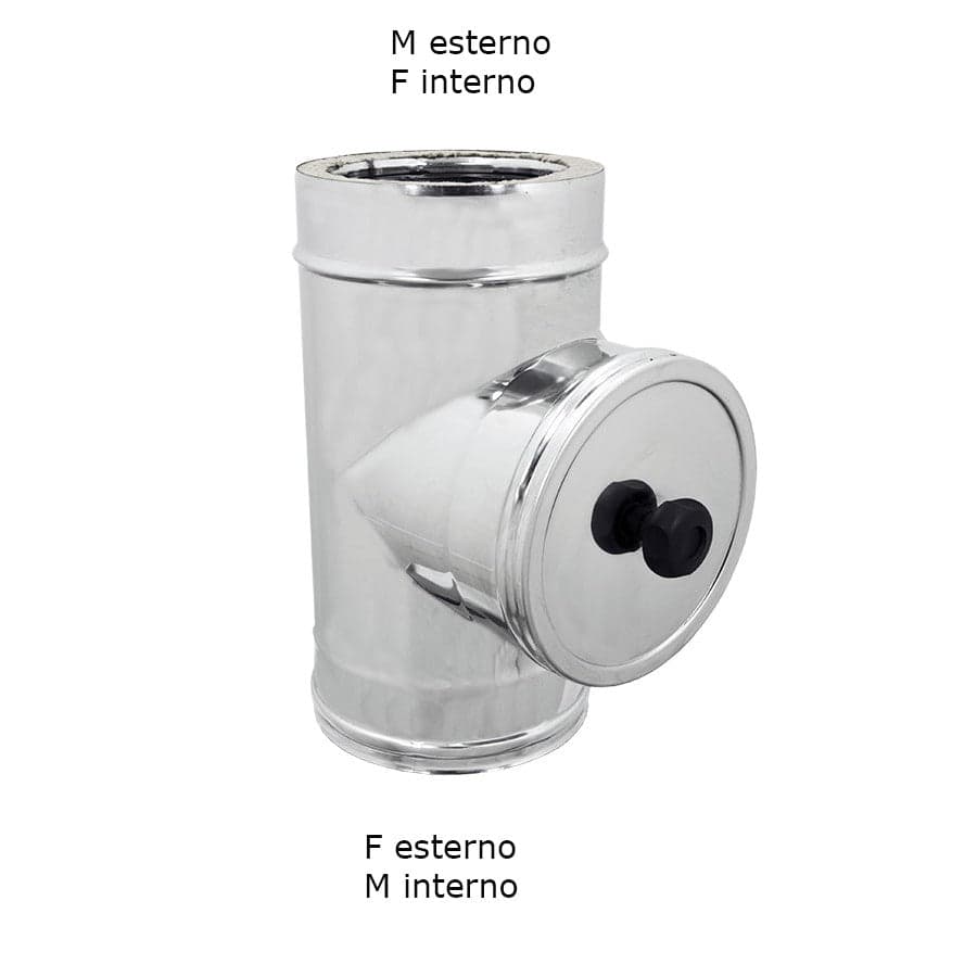 Modulo di ispezione inox T 90° doppia parete Di 180 - De 230 mm in Tubi di scarico Aloiserw.com - Altomonte, commercioVirtuoso.it