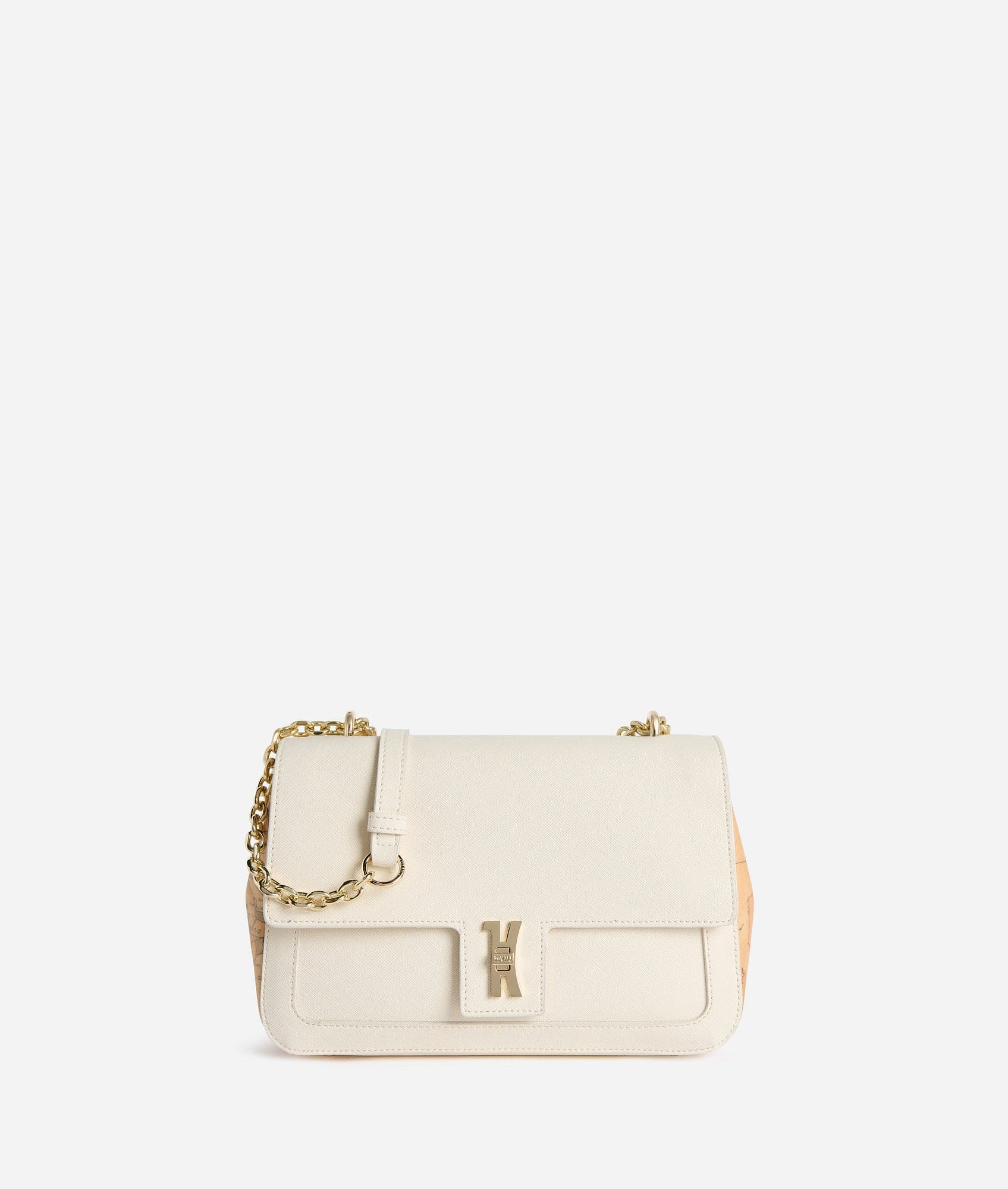 1ª Classe Alviero Martini Borsa Donna Tracolla Bay Lock Bag Avorio con Catena