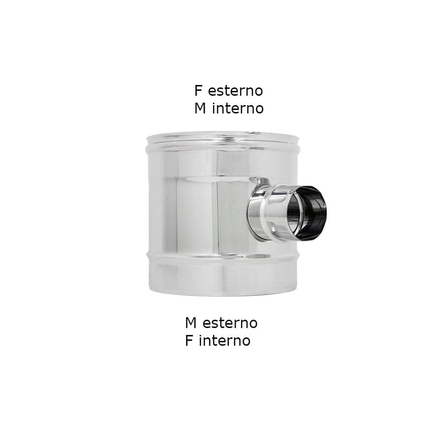 Raccordo inox Di 100 - De 150 mm a T braga doppia parete codino mono parete M 80mm in Tubi di scarico Aloiserw.com - Altomonte, commercioVirtuoso.it