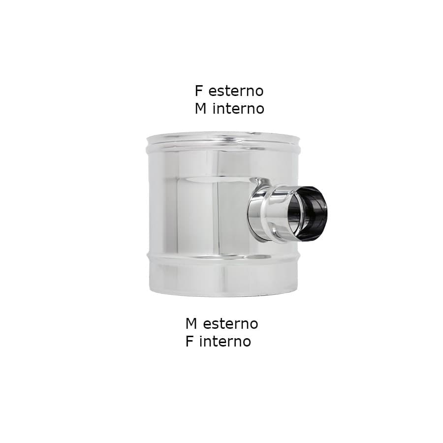 Raccordo inox Di 200 - De 250mm a T braga doppia parete codino mono parete M 80mm in Tubi di scarico Aloiserw.com - Altomonte, commercioVirtuoso.it