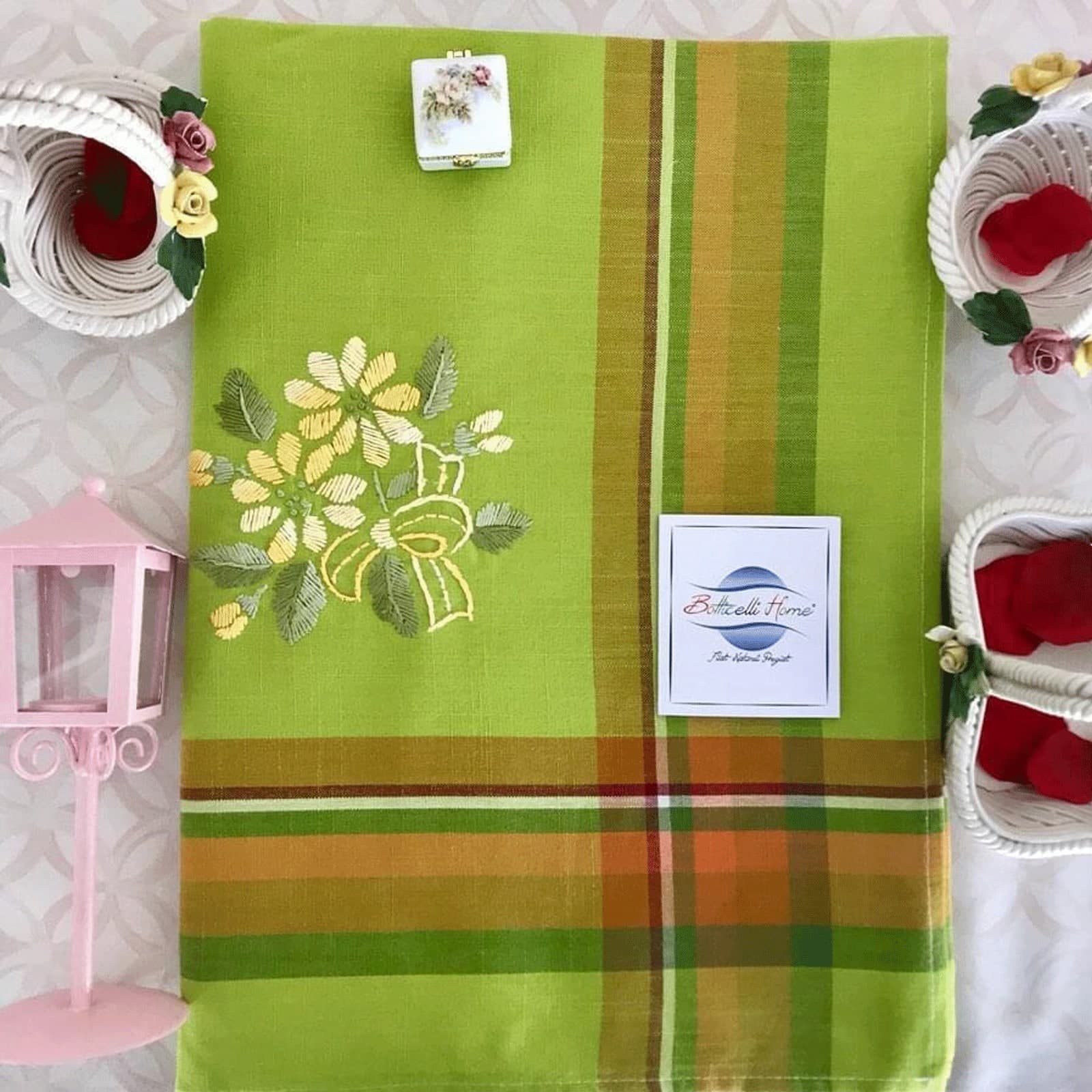 Servizio da Tavola Botticelli Home X 6 Persone in Misto Lino Ricamato a Mano Margherita in Tovaglie Collezione Casa - Trebisacce, commercioVirtuoso.it